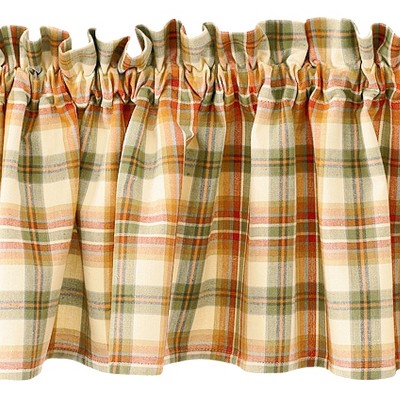 Plaid Yellow and Green Cotton Rod Pocket Valance 14''L