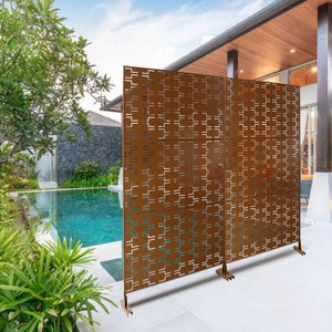 CAVINAS Patio Decorative Screen Freestanding Metal Privacy Panels with Mesh Pattern for Outside and Garden Decor - 1 of 4