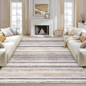 Modern Area Rug 6x9 Washable Striped Accent Carpet with Non-Slip Backing, Stain-Resistant Low Pile Indoor Mat, Foldable Contemporary Throw Rug - 1 of 4