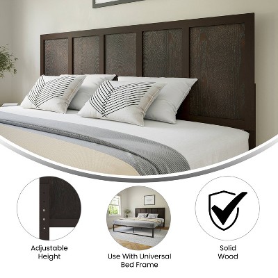 King Dark Brown Solid Wood and Metal Paneled Headboard
