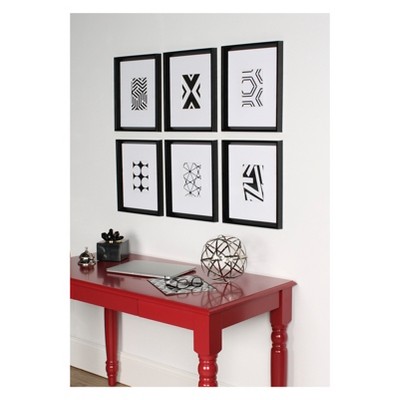 6-Piece Black and White Geometric Abstract Framed Art Set