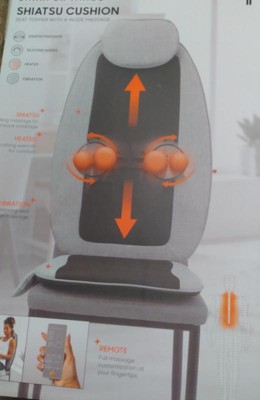 Sharper Image Massager Seat Topper 4-Node Shiatsu with Heat and Vibration