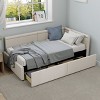 CAVINAS Twin Size L-Shape Corner Bed Frame with 2 Storage Drawers,Linen Upholstered Daybed for Kids Room,Bedroom - 2 of 4