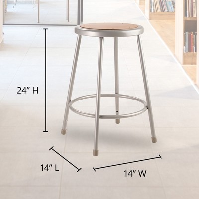 Durable 24" Gray Steel Industrial Stool for Workshops and Labs
