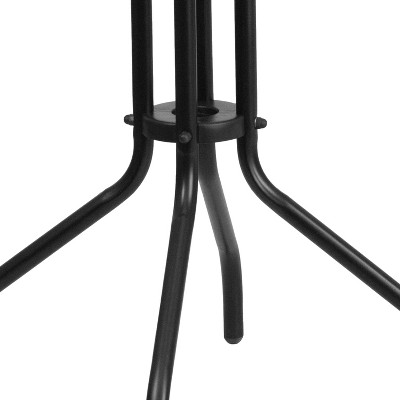 Emma and Oliver 23.75" Round Clear Glass Black Metal Table