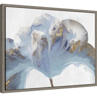 Abstract Blue and Gold Blossom Canvas Wall Art