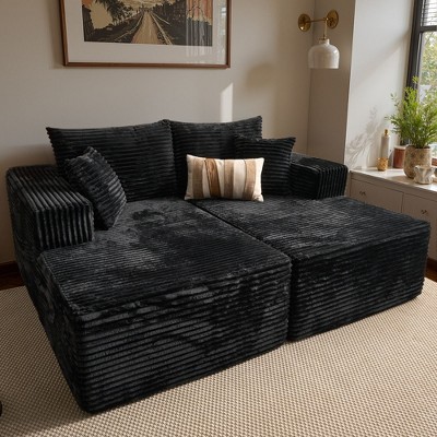 XIZZI Plush Sofa Sets with Pure Sponge Comfort, Ultra Supportive No Assembly Required Sectional Couch, High-Density Sponge for Lasting Relaxation