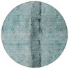 Teal Blue Aqua And Charcoal Abstract Washable Indoor Outdoor Area Rug - 4 of 4