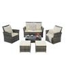 6-Piece Outdoor Patio Rattan Conversation Sofa Set with Tempered Glass Coffee Table - 2 of 4