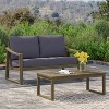 Christopher Knight Home Samwell Outdoor Acacia Wood Loveseat and Coffee Table Set with Sloped Arms - 2 of 4