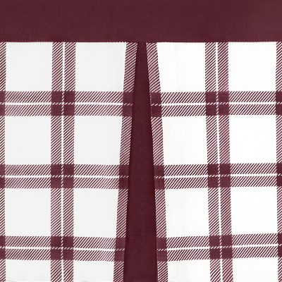Burgundy and White Plaid Rod Pocket Window Valance