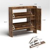SKRAN Shoe Storage Cabinet with 2 Flip Drawers, Freestanding Organizer with Metal Legs for Entryway, Narrow Shoe Rack Cabinet, Rustic Brown - 3 of 4