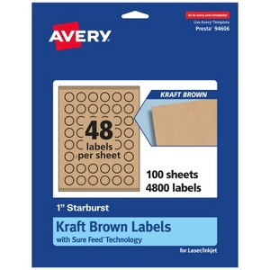 Avery Kraft Brown Starburst Labels with Sure Feed, 1" - 1 of 4