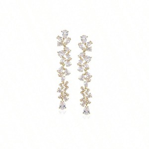 Cubic Bridal Earrings, Crystal Chandelier Wedding Drop Earrings for Brides, Prom, Pageant - 1 of 4