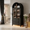 TIRAMISUBEST 71" Arched Kitchen Pantry Cabinet 2 Large Drawers Adjustable Shelves Glass Doors Modern Farmhouse Buffet Dining Storage - 3 of 4