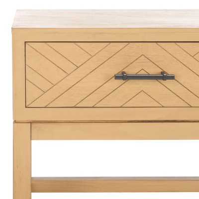 Ajana Light Wood and Black Metal Console Table with Storage