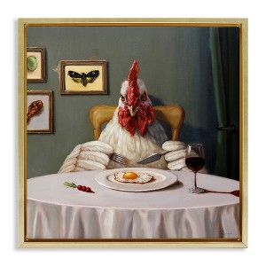 Stupell Industries Chicken & Egg Dinner Floating Frame Canvas Art - 1 of 4