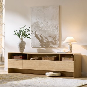 AMERLIFE 70" Modern Wood TV Stand with Curved Design & 2 Storage Cabinets, for TVs Up to 80", Media Console Entertainment Center for Living Room - 1 of 4