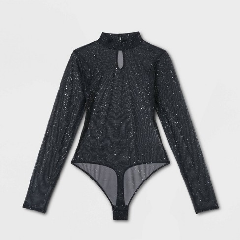 Long Sleeve lace rhinestone bodysuit with accents (620AW) – GFranco Shoes