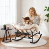 Oversized Outdoor Rocking Chair with Foldable Footrest and Cushion, Modern Patio Papasan Lounge Chair for Garden, Porch,Balcony - 2 of 4