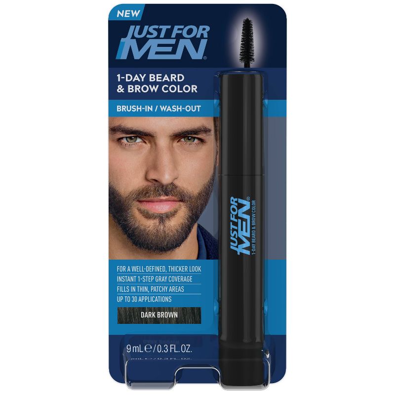 Just For Men 1-Day Temporary Beard & Brow Color, Up to 30 Applications - 0.3 fl oz, 1 of 10