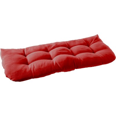 Red Tufted Outdoor Loveseat Cushion with Polyester Fill, 44" x 19"