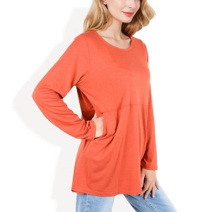 Anna-Kaci Women's Scoop Neck Tunic Top with Front Pockets - 1 of 4