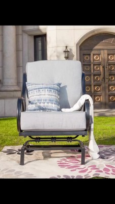 Blue Iron Outdoor Rocking Motion Chair with Cushions