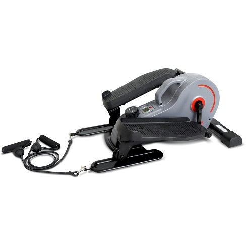 Sunny Health Fitness Portable Stand Up Elliptical with Resistance Bands Gray