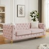 GDFStudio Branik 82.5" Mid-Century Modern Wooden Velvet Upholstered Sofa with Chesterfield Tufted Buttons, 2 Pillows and Metal Legs - 2 of 4
