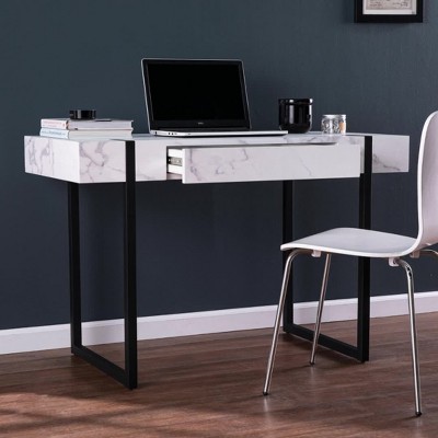 Sleek Marble Top White Computer Desk