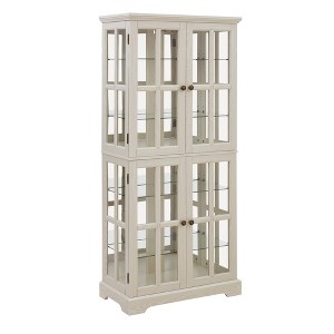 ChicFurnit Decorative Storage Cabinet Curio Display Cabinet with Glass Doors Adjustable Shelves for Home or Office Use, White, 38.39"*20.28"*14.57" - 1 of 4