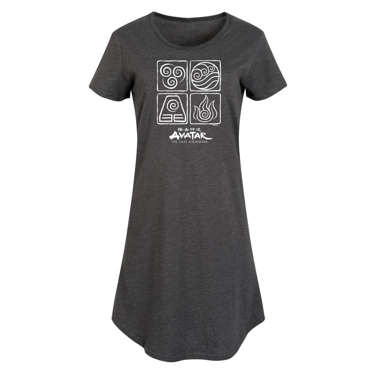 Women's - Avatar - The Last Airbender - Four Elements Inverse Graphic T-shirt Dress - thumbnail 7