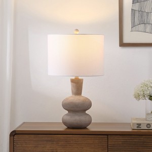 JONATHAN Y Matheo 24" Modern Minimalist Sculptural Oak-Grain Resin LED Table Lamp - 1 of 4
