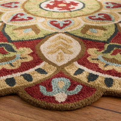 Handmade Red Wool Tufted Round Area Rug, 4' Diameter