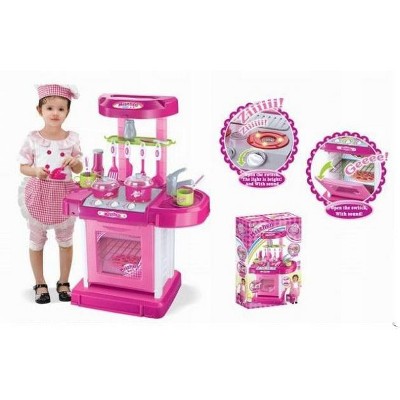 26" Portable Kitchen Appliance Oven Cooking Play Set With Lights & Sound (Pink)