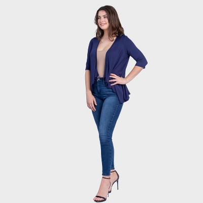 24seven Comfort Apparel Womens Elbow Sleeve Open Cardigan