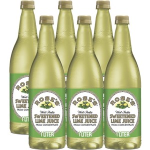 Rose’s Sweetened Lime Juice 6 Pack 1 Liter Bottle, | Perfect for Cocktails, Beverages, and Mixers - 1 of 4