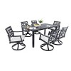 7 Piece Cast Aluminum Patio Dining Set with Rectangular Table and Six Swivel Rocking Chairs Sunbrella Cushions for Outdoor Garden Deck–Maison Boucle - 3 of 4