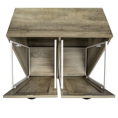Oak Finish Tilt-Out Laundry Sorter Cabinet