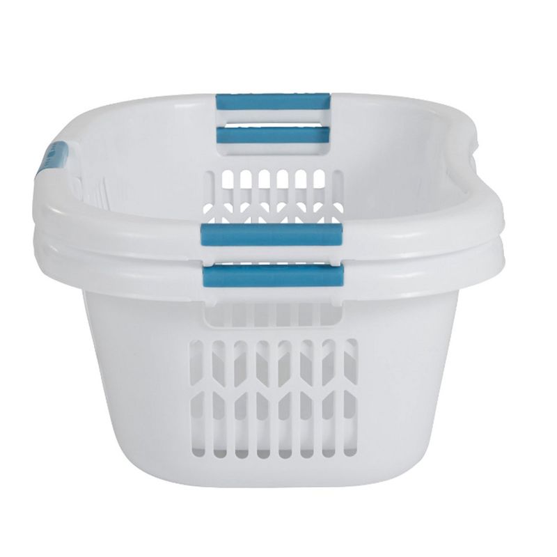 Rubbermaid 2.1-Bushel Small Hip-Hugger Portable Plastic Laundry Basket with Grab-Through Handles, White, 3 of 7