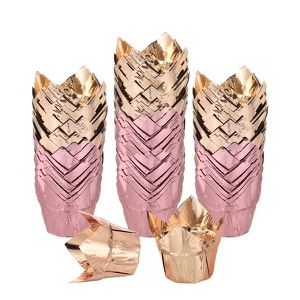Unique Bargains Disposable Greaseproof Aluminum Foil Tulip Baking Cups 3.1 Inch 100 Pcs - 1 of 4