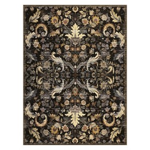 Coolmee Area Rug for Living Room, Washable Rug Low Pile Retro Accent Floral Rug Non-Slip Foldable Carpet for Bedroom, Dining Room - 1 of 4