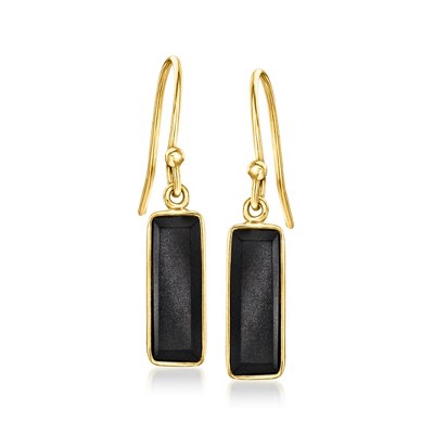 Ross-Simons Onyx Drop Earrings in 18kt Gold Over Sterling