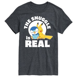 Men's - Pokémon - The Snuggle Is Real Pikachu and Piplup -Men's Short Sleeve Graphic T-Shirt Short Sleeve Graphic T-Shirt - 1 of 3