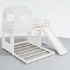 Twin Over Full Wooden Bunk Bed with Slide, Playhouse Design, Windows, and Ladder, Convertible Layout - 4 of 4