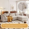 Convertible Sectional Sofa Couch, L-Shaped Couch With Footstool, Modern Upholstered Sofa for 3-4 People, Sectional Sofa, Beige - 3 of 4