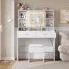 GustoWave Vanity Desk with Sliding Mirror, Makeup Desk and Stool with Lights in 3 Colors, Girls Vanity Table with Charging Station - 3 of 4