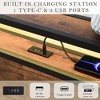 DOMETOUR Queen Lift-Up Storage Bed Frame with Bookcase Headboard & LED, Wooden Platform with Charging Station, No Box Spring, Rustic Brown - 4 of 4