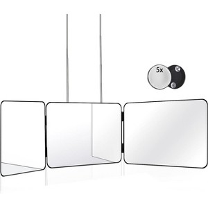 3-Way Mirror for Self Hair Cutting, Height Adjustable 360° Trifold Design to See Back of Head, Portable for Home Barber Use - 1 of 4